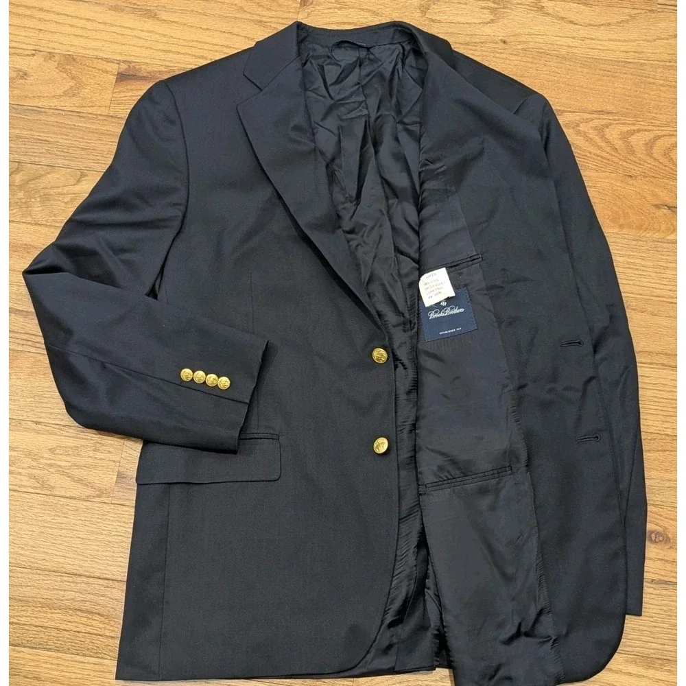Preppy 1818 Wool Navy Blazer Gold Buttons Brooks Brothers 44R Made in Mexico